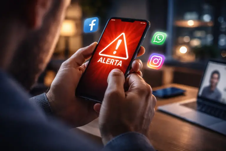 Clonación de voz con IA: la nueva estafa de 2026 que usa tus redes sociales 6 Estafa de clonación de voz con inteligencia artificial usando redes sociales y mensajes falsos en un teléfono móvil