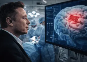 Implante cerebral Neuralink conectado al cerebro humano mostrando cómo los usuarios controlan dispositivos con la mente en 2026