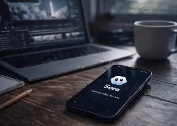 Aplicación Sora en un teléfono móvil mostrando la generación de videos con inteligencia artificial desde texto en 2026