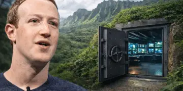 Empresario tecnológico frente a un complejo privado o Búnker de alta seguridad rodeado de naturaleza en Hawái